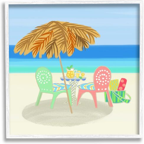 Stupell Industries Relaxing Summer Beach Scene Coastal Vacation Shoreline Framed Wall Art, Design By unknown in Saudi Arabia