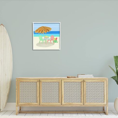 Stupell Industries Relaxing Summer Beach Scene Coastal Vacation Shoreline Framed Wall Art, Design By unknown in Saudi Arabia