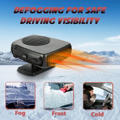 سخان سيارة Showvigor، 2024 ترقية جديدة 2 في 1 تسخين وتبريد سريع لسخان السيارة، أساسيات السيارة، سخان سيارة 12 فولت ينفخ الهواء الساخن، سخان سيارة محمول يتم توصيله بولاعة السجائر in Kuwait