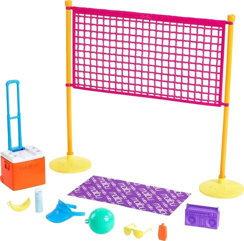 Barbie Loves The Ocean Beach-Themed Playset, with Volleyball Net & Accessories, Made from Recycled Plastics, Gift for 3 to 7 Year Olds in Saudi Arabia