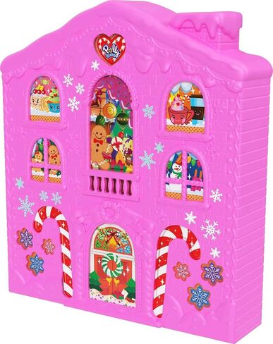 Polly Pocket Advent Calendar with 2 Dolls, Dollhouse Frame, Furniture & Accessories, 25 Surprises, Holiday Theme in Saudi Arabia