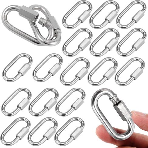 20 حزمة وصلة سريعة شديدة التحمل، وصلة سلسلة من الفولاذ المقاوم للصدأ 1/4 بوصة، حلقة قفل على شكل M6 D بسعة 600 رطل، موصل سلسلة ربط سريع لحلقة تسلق والتخييم والأرجوحة والمعدات الخارجية in Kuwait