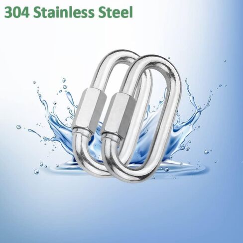 20 حزمة وصلة سريعة شديدة التحمل، وصلة سلسلة من الفولاذ المقاوم للصدأ 1/4 بوصة، حلقة قفل على شكل M6 D بسعة 600 رطل، موصل سلسلة ربط سريع لحلقة تسلق والتخييم والأرجوحة والمعدات الخارجية in Kuwait