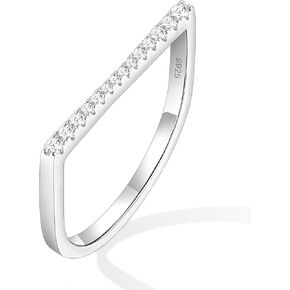 Monkton 2mm S925 Sterling Silver Stackable Ring Cubic Zirconia Dainty Minimalist Anniversary Ring Half CZ Eternity Band for Women Hypoallergenic Size 4-11 in Kuwait