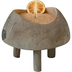 وعاء شموع خشبي ريفي مع شمعة لؤلؤية قابلة لإعادة الملء سعة 18 أونصة، قاعدة حامل شموع رملية، حامل صنع الشموع DIY مع 30 فتلة مزخرفة، وعاء خشبي للوجبات الخفيفة والفاكهة الحرة (الرمال) in Kuwait