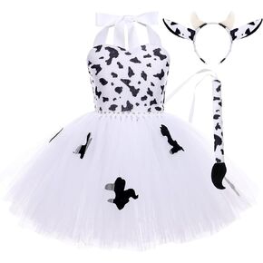 Girls Jungle Themed Animal Costumes Baby Cow Outfit with Ear and Tail Costume Kids Halloween Birthday Party Safari Costume in Saudi Arabia