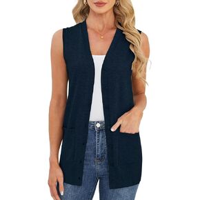 Moss Rose Women's Sleeveless Cardigan Sweaters Fashion Casual Soft Knit Business Office Duster Coat Vest with Large Pockets in Saudi Arabia