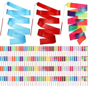 Yilloog Rainbow Dance Ribbon 78.7 Inch Gymnastics Ribbon Streamers Rainbow Artistic Ribbon Dancer Twirling Wands Rhythmic Gymnastics Ribbon for Kids Dancing Party (Mixed Color, 15 Pieces) in Kuwait