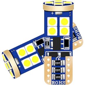 2PCS T10 LED W5W Led Bulbs Car Parking Light Super Bright 3030 SMD Auto Interior Reading Dome Lamp WY5W Wedge Tail Side Bulb 12V(White) in Saudi Arabia