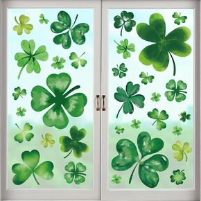 ملصقات نافذة يوم القديس باتريك، ملصقات نافذة شامروك كبيرة جدًا لتزيين نوافذ القديس باتريك، 8 أوراق in Kuwait