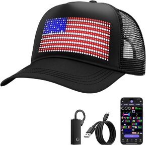 قبعة Rayhome LED، قبعات LED قابلة لإعادة الشحن بتقنية البلوتوث مع بطارية احتياطية، قبعات شاشة عرض للتحكم في التطبيق بالألوان الكاملة، أنماط نصية مخصصة رسوم متحركة لتهوية قبعة مضحكة لحفلات عيد الميلاد والهالوين in Kuwait