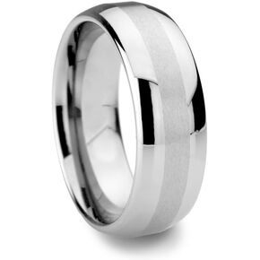 Brushed Center Tungsten Ring for Men & Women Highly Polished Edges, 2mm Wide Matted Center (6mm) in Kuwait