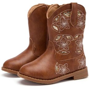 BMCiTYBM Toddler Cowboy Boots Western Cowgirl Boots Boys Girls Mid Calf Square Toe Riding Walking Shoes in Saudi Arabia