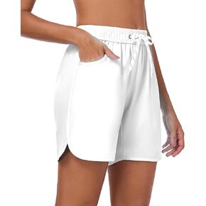 6" Quick Dry Women's Swim Shorts with Pockets, Water Repellent High Waisted Beach Shorts, Without Liner in Saudi Arabia