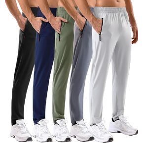 5 Pack Men's Sweatpants with Zipper Pockets Stretch Lightweight Athletic Track Activewear Pants for Men Joggers Running Workout Gym,XXL in Kuwait