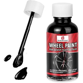 طلاء لمسات نهائية باللون الأسود اللامع - طقم إصلاح العجلات، إصلاح خدوش العجلات، إصلاح سريع وسهل لخدوش العجلات، طلاء حافة لإصلاح عجلات السيارة (أسود لامع) 30 مل in Kuwait