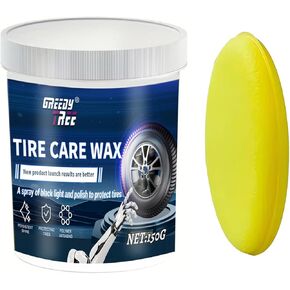 معجون تلميع الإطارات | التألق المثالي | تلبيس الإطارات المتين وسهل الاستخدام | حماية طويلة الأمد من الأشعة فوق البنفسجية للإطارات والعجلات والمطاط السوداء | طقم بوزن 5.29 أونصة مع إسفنجة in Kuwait
