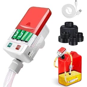 Electric Fuel Transfer Pump Auto-Stop - Automatic Fuel Pump Leak-Proof Design, Easy-Use Hand Pump for Gas/Diesel/Water, USB-C + Battery Dual Power, Fast Flow, Universal Can Adapters Included in Saudi Arabia