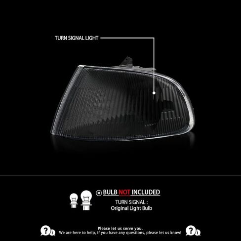 Autozensation Compatible with 92-95 Honda Civic EG 2DR/3DR Coupe Hatchback, Black Corner Signal Lights, L + R Pair in Saudi Arabia