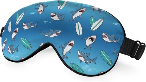 Blue Sharks Sleep Mask Eye Mask Ocean Sea Animal Fish Marine Funny Cute Wildlife Surfboard Sleep Mask Light Blocking Adjustable Smooth Soft for Women Deep Rest Travel in Kuwait