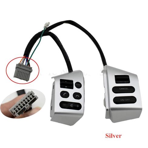 Steering Wheel Mounted Cruise Control Switch Butto Car Cruise Control Steering Wheel Buttons Switch with/Fit for Nissan Sylphy 05-17 Tiida 05-08 Livina 07-10(Silver Switch-Wire) in Saudi Arabia
