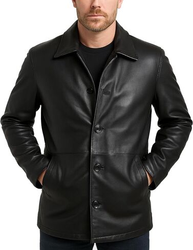 LP-FACON Men's 3/4 Mid Length Genuine Leather Trench Coat - Vintage Leather Blazer Jacket Car Coat in Saudi Arabia