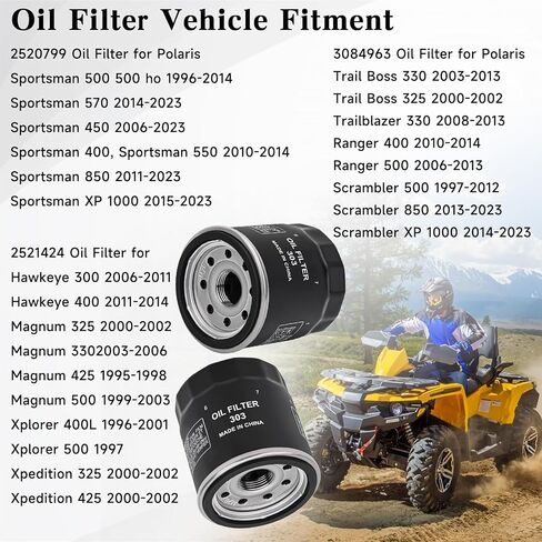 Oil Filter 2520799 3084963 Replacement for Polaris Sportsman 500 450 400 335(2Pack) in Kuwait