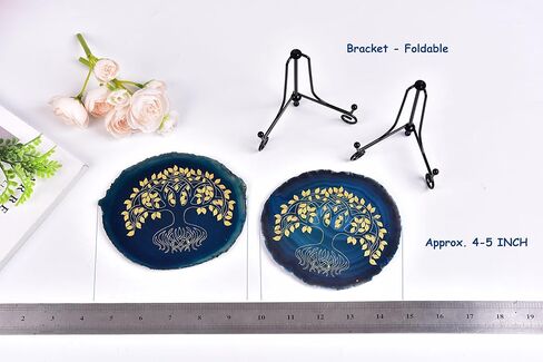 AMOYSTONE Office Crystal Decor - Laser Engraved Tree of Life on Blue Agate, 4-5" with Stand in Saudi Arabia