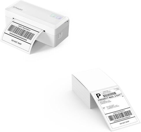 طابعة ملصقات حرارية للشحن + 500 قطعة ملصق شحن حراري، طابعة ملصقات محمولة 4 × 6 للشركات الصغيرة، تدعم iPhone، Android، Windows، Mac، Chromebook، تعمل مع USPS، Ebay، Shopify والمزيد in Kuwait