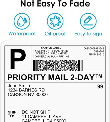 طابعة ملصقات حرارية للشحن + 500 قطعة ملصق شحن حراري، طابعة ملصقات محمولة 4 × 6 للشركات الصغيرة، تدعم iPhone، Android، Windows، Mac، Chromebook، تعمل مع USPS، Ebay، Shopify والمزيد in Kuwait