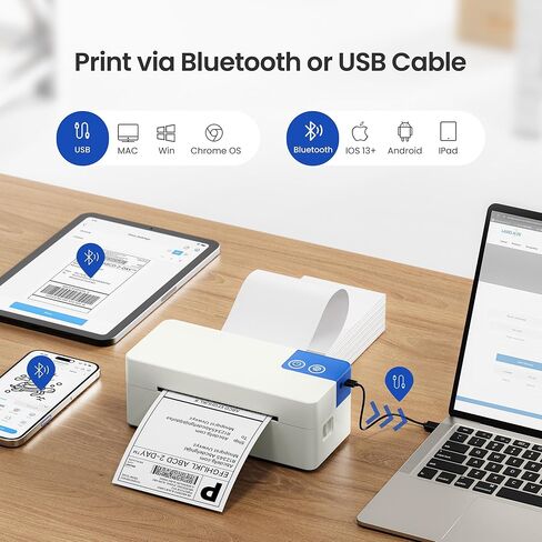 طابعة ملصقات شحن حرارية بلوتوث، بيج in Kuwait