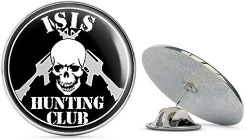 Round ISIS Hunting Club (Skull ar-15 Army Military Gun) Metal 0.75" Lapel Hat Pin Tie Tack Pinback in Saudi Arabia