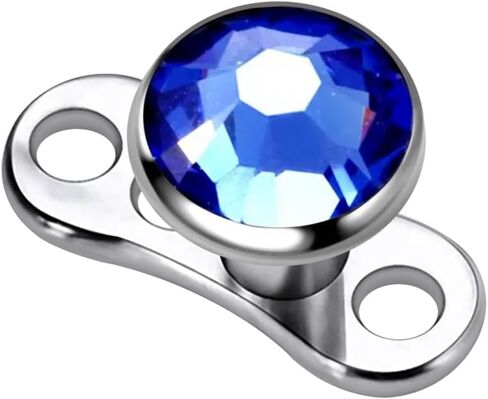 Round Crystal Stone 316L Surgical Steel Top with G23 Grade Titanium Internally Micro Dermal Anchor Drivers - Surface - Skin Piercing in Saudi Arabia