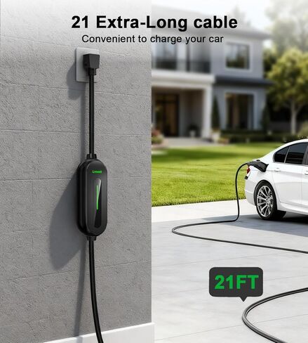 Level 1&2 EV Charger, 110V-240V, 12-16Amp Portable 21Ft Electric Vehicle Chargers, NEMA 5-15 & 6-20 Plug, Plug-in Home EV Charging Station for SAE J1772 Evs in Saudi Arabia