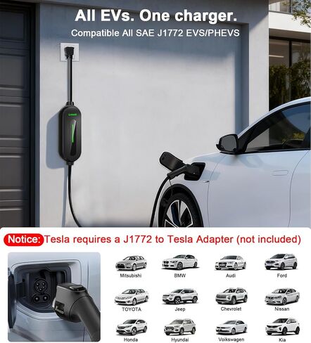 Level 1&2 EV Charger, 110V-240V, 12-16Amp Portable 21Ft Electric Vehicle Chargers, NEMA 5-15 & 6-20 Plug, Plug-in Home EV Charging Station for SAE J1772 Evs in Saudi Arabia
