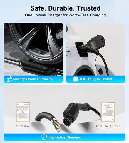 Level 1&2 EV Charger, 110V-240V, 12-16Amp Portable 21Ft Electric Vehicle Chargers, NEMA 5-15 & 6-20 Plug, Plug-in Home EV Charging Station for SAE J1772 Evs in Saudi Arabia