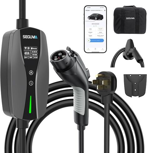 Level 1/2 EV Charger, 16Amp Adjustable Current Wi-Fi/App Control, UL, ETL Certified NEMA 5-15 Plug/NEMA 6-20 Adapter, Timing Delay & LED Display 25FT Electric Car Charger J1772 BEVs/PHEVs 110V-240V in Kuwait