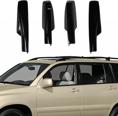 TTCR-II Compatible with 2008-2013 Toyota Highlander Roof Luggage Rack Cover Gloss Black, for 2008-2013 Highlander Cargo Rack Rail End Cover Shell 4 PCs, Luggage Cargo Carrier Caps Protection in Saudi Arabia