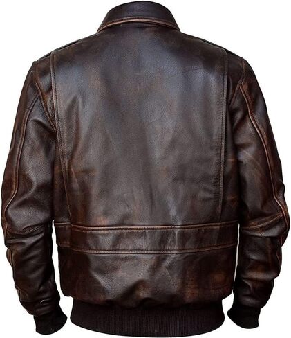 SpazeUp A2 Leather Jacket Men - Air Force Pilot Flight Distressed Brown Leather Jacket Men in Saudi Arabia