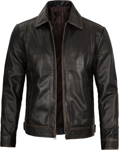 Mens Leather Jacket - Real Lambskin Classic Vintage Style Leather Jackets For Men #1 in Saudi Arabia