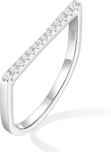 Monkton 2mm S925 Sterling Silver Stackable Ring Cubic Zirconia Dainty Minimalist Anniversary Ring Half CZ Eternity Band for Women Hypoallergenic Size 4-11 in Kuwait