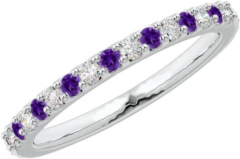 Houston Diamond District 1 to 6 Carat Round Cut 14K White Gold LAB GROWN Gemstone and Alternating LAB GROWN Diamond Wedding Band (AAAA Heirloom Quality) in Saudi Arabia
