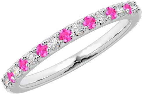 Houston Diamond District 1 to 6 Carat Round Cut 14K White Gold LAB GROWN Gemstone and Alternating LAB GROWN Diamond Wedding Band (AAAA Heirloom Quality) in Saudi Arabia