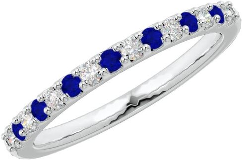 Houston Diamond District 1 to 6 Carat Round Cut 14K White Gold LAB GROWN Gemstone and Alternating LAB GROWN Diamond Wedding Band (AAAA Heirloom Quality) in Saudi Arabia