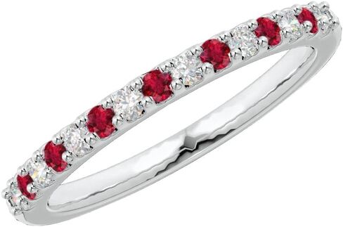 Houston Diamond District 1 to 6 Carat Round Cut 14K White Gold LAB GROWN Gemstone and Alternating LAB GROWN Diamond Wedding Band (AAAA Heirloom Quality) in Saudi Arabia