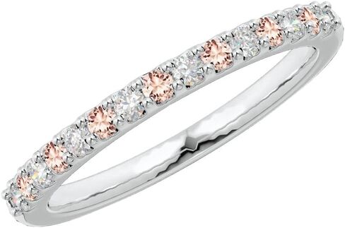 Houston Diamond District 1 to 6 Carat Round Cut 14K White Gold LAB GROWN Gemstone and Alternating LAB GROWN Diamond Wedding Band (AAAA Heirloom Quality) in Saudi Arabia
