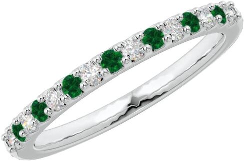 Houston Diamond District 1 to 6 Carat Round Cut 14K White Gold LAB GROWN Gemstone and Alternating LAB GROWN Diamond Wedding Band (AAAA Heirloom Quality) in Saudi Arabia