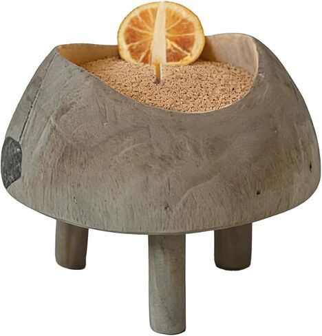 وعاء شموع خشبي ريفي مع شمعة لؤلؤية قابلة لإعادة الملء سعة 18 أونصة، قاعدة حامل شموع رملية، حامل صنع الشموع DIY مع 30 فتلة مزخرفة، وعاء خشبي للوجبات الخفيفة والفاكهة الحرة (الرمال) in Kuwait