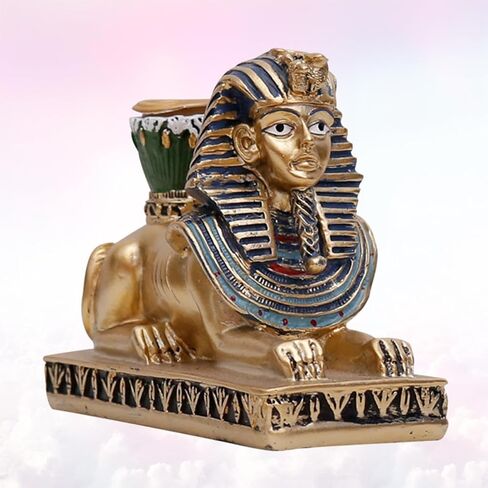 Luxshiny أبو الهول شمعة حامل الراتنج الزخرفية الشمعدان للمنزل مكتب لهجة فريدة من نوعها جو الزينة حامل مصباح الشاي فكرة in Saudi Arabia