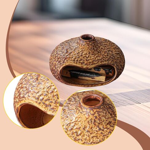 Ceramic Burner Smudge Bowl Tray, Cone Burner Holder for Desktop, Fireplace Tabletop- Yellow in Saudi Arabia